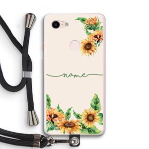 CaseCompany Zonnebloemen: Pixel 3 XL Transparant Hoesje met koord