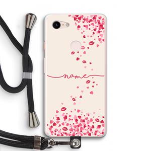 CaseCompany Hartjes en kusjes: Pixel 3 XL Transparant Hoesje met koord