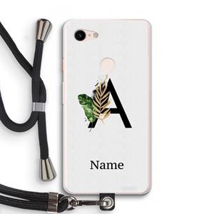 CaseCompany Charcoal Flora: Pixel 3 XL Transparant Hoesje met koord