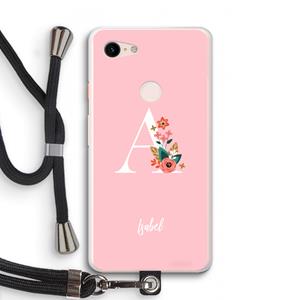 CaseCompany Pink Bouquet: Pixel 3 XL Transparant Hoesje met koord