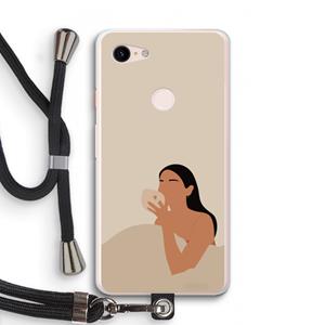 CaseCompany Fresh coffee: Pixel 3 XL Transparant Hoesje met koord