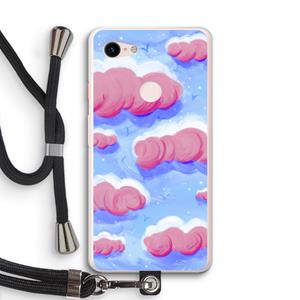 CaseCompany Roze wolken met vogels: Pixel 3 XL Transparant Hoesje met koord