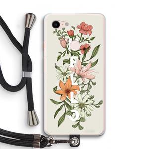 CaseCompany Hello bloemen: Pixel 3 XL Transparant Hoesje met koord