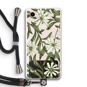 CaseCompany Wit bloemenpatroon: Pixel 3 XL Transparant Hoesje met koord