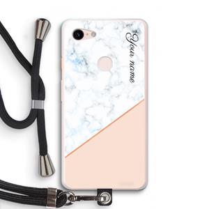 CaseCompany Marmer in stijl: Pixel 3 XL Transparant Hoesje met koord