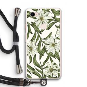 CaseCompany Wit bloemenpatroon: Pixel 3 XL Transparant Hoesje met koord