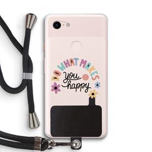 CaseCompany Happy days: Pixel 3 XL Transparant Hoesje met koord