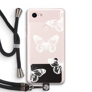 CaseCompany White butterfly: Pixel 3 XL Transparant Hoesje met koord