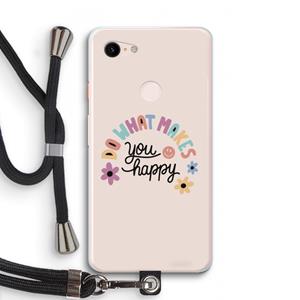 CaseCompany Happy days: Pixel 3 XL Transparant Hoesje met koord