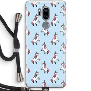 CaseCompany Eenhoorns overal: LG G7 Thinq Transparant Hoesje met koord
