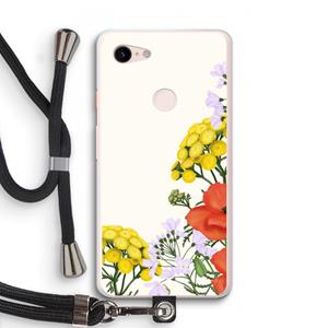 CaseCompany Wilde bloemen: Pixel 3 XL Transparant Hoesje met koord