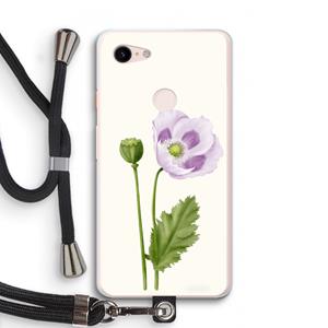 CaseCompany Purple poppy: Pixel 3 XL Transparant Hoesje met koord
