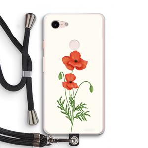 CaseCompany Red poppy: Pixel 3 XL Transparant Hoesje met koord