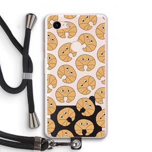 CaseCompany Croissant: Pixel 3 XL Transparant Hoesje met koord
