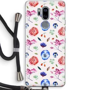 CaseCompany Bloemetjes: LG G7 Thinq Transparant Hoesje met koord