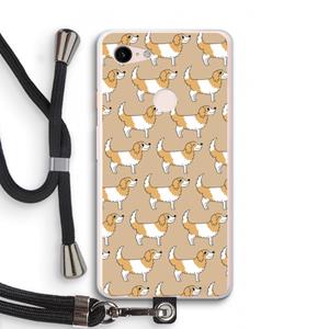 CaseCompany Doggy: Pixel 3 XL Transparant Hoesje met koord