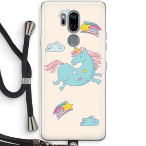CaseCompany Vliegende eenhoorn: LG G7 Thinq Transparant Hoesje met koord