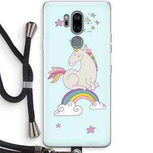 CaseCompany Regenboog eenhoorn: LG G7 Thinq Transparant Hoesje met koord
