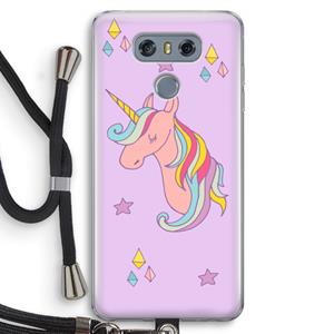 CaseCompany Roze eenhoorn: LG G6 Transparant Hoesje met koord
