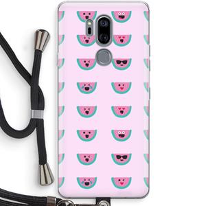 CaseCompany Smiley watermeloenprint: LG G7 Thinq Transparant Hoesje met koord