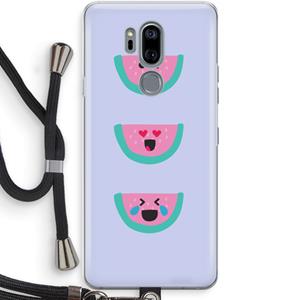 CaseCompany Smiley watermeloen: LG G7 Thinq Transparant Hoesje met koord