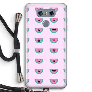 CaseCompany Smiley watermeloenprint: LG G6 Transparant Hoesje met koord