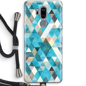 CaseCompany Gekleurde driehoekjes blauw: LG G7 Thinq Transparant Hoesje met koord