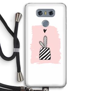 CaseCompany Zwart-wit cactus: LG G6 Transparant Hoesje met koord