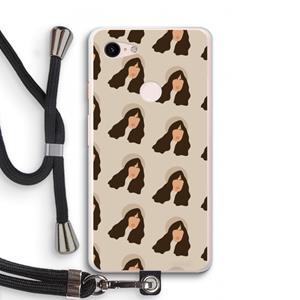 CaseCompany Bonjour mon amour: Pixel 3 XL Transparant Hoesje met koord