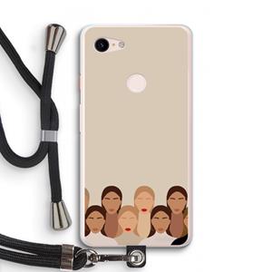 CaseCompany Girls girls girls: Pixel 3 XL Transparant Hoesje met koord