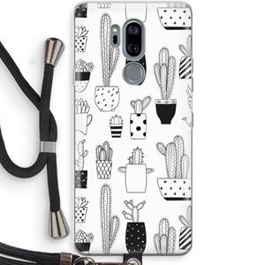 CaseCompany Cactusmotief: LG G7 Thinq Transparant Hoesje met koord