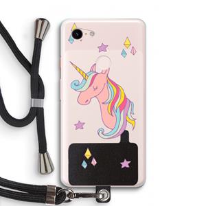 CaseCompany Roze eenhoorn: Pixel 3 XL Transparant Hoesje met koord
