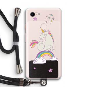 CaseCompany Regenboog eenhoorn: Pixel 3 XL Transparant Hoesje met koord