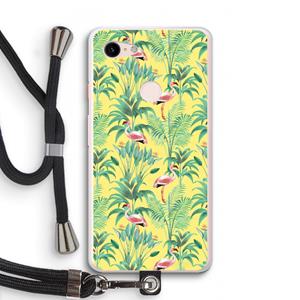 CaseCompany Flamingo party: Pixel 3 XL Transparant Hoesje met koord