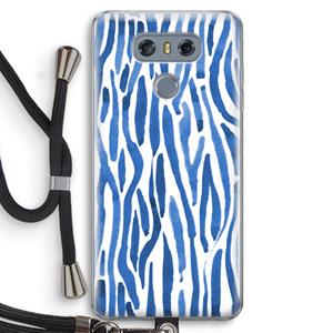 CaseCompany Blauwe nerven: LG G6 Transparant Hoesje met koord