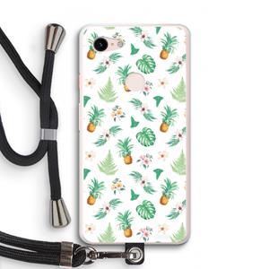 CaseCompany Ananas bladeren: Pixel 3 XL Transparant Hoesje met koord