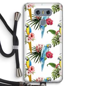 CaseCompany Kleurrijke papegaaien: LG G6 Transparant Hoesje met koord