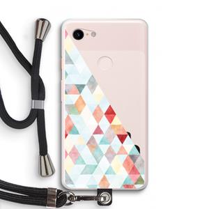 CaseCompany Gekleurde driehoekjes pastel: Pixel 3 XL Transparant Hoesje met koord