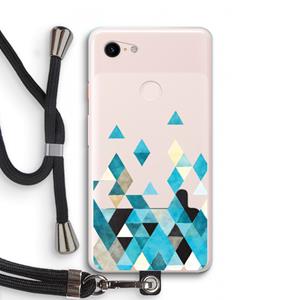 CaseCompany Gekleurde driehoekjes blauw: Pixel 3 XL Transparant Hoesje met koord