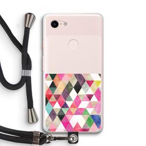CaseCompany Gekleurde driehoekjes: Pixel 3 XL Transparant Hoesje met koord