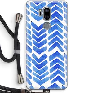 CaseCompany Blauwe pijlen: LG G7 Thinq Transparant Hoesje met koord