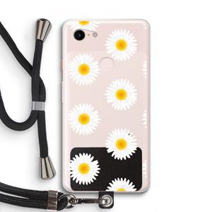 CaseCompany Margrietjes: Pixel 3 XL Transparant Hoesje met koord