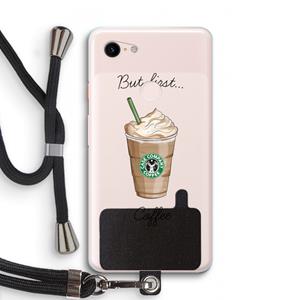 CaseCompany But first coffee: Pixel 3 XL Transparant Hoesje met koord