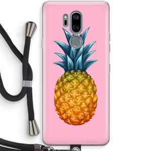 CaseCompany Grote ananas: LG G7 Thinq Transparant Hoesje met koord