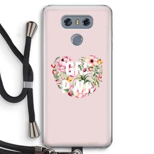 CaseCompany GRL PWR Flower: LG G6 Transparant Hoesje met koord