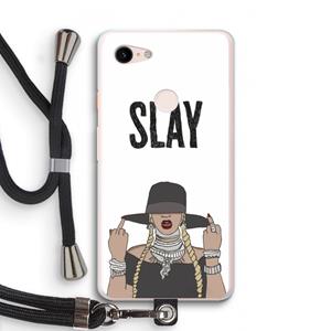 CaseCompany Slay All Day: Pixel 3 XL Transparant Hoesje met koord