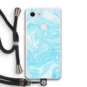 CaseCompany Waterverf blauw: Pixel 3 XL Transparant Hoesje met koord