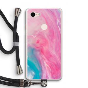 CaseCompany Roze explosie: Pixel 3 XL Transparant Hoesje met koord