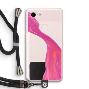 CaseCompany Paarse stroom: Pixel 3 XL Transparant Hoesje met koord