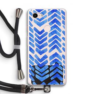 CaseCompany Blauwe pijlen: Pixel 3 XL Transparant Hoesje met koord